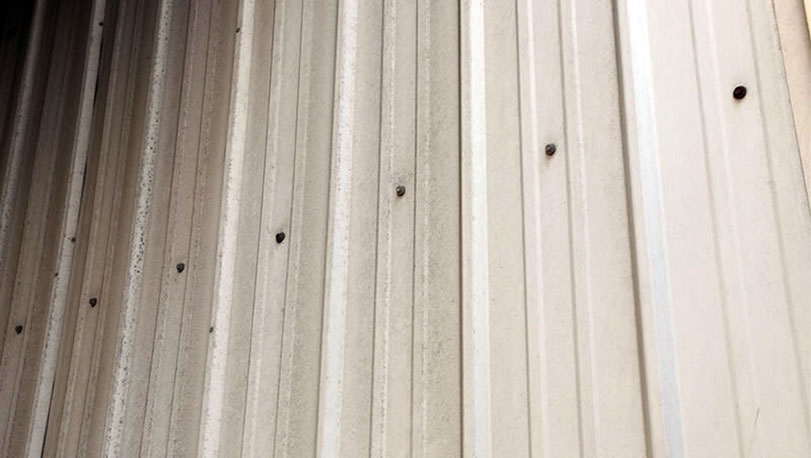 青島啤酒廠彩涂鋼板 采用的是普通PE，顏色為白灰